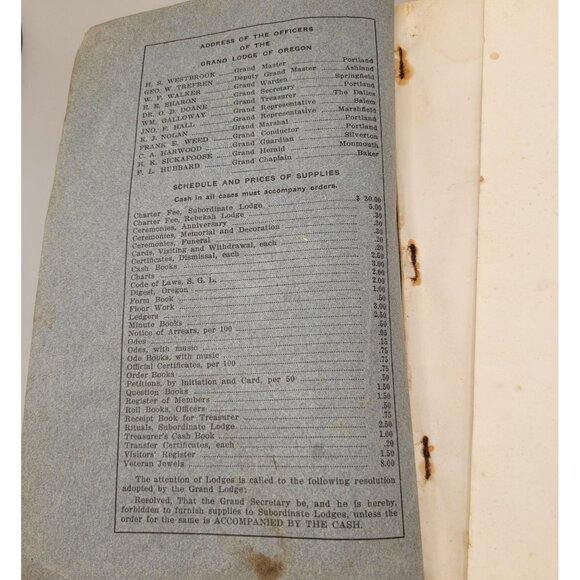 Proceedings Grand Lodge Odd Fellows IOOF May 1916 Roseburg Oregon Book - Picture 7 of 12